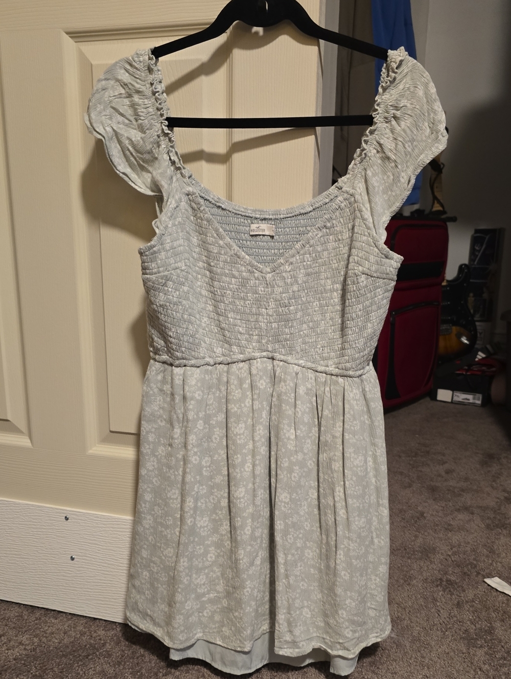 Hollister Pale Green Floral Smocked Summer Romper